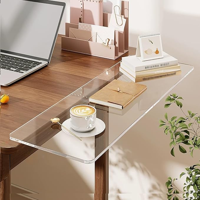Clip-on Desktop Extension Tray,Slide-out Desk Extender,Drill-free Flush Mount, 90° Foldable,Suitable for Home and Office Use(50x21cm/19.7x8.3in)