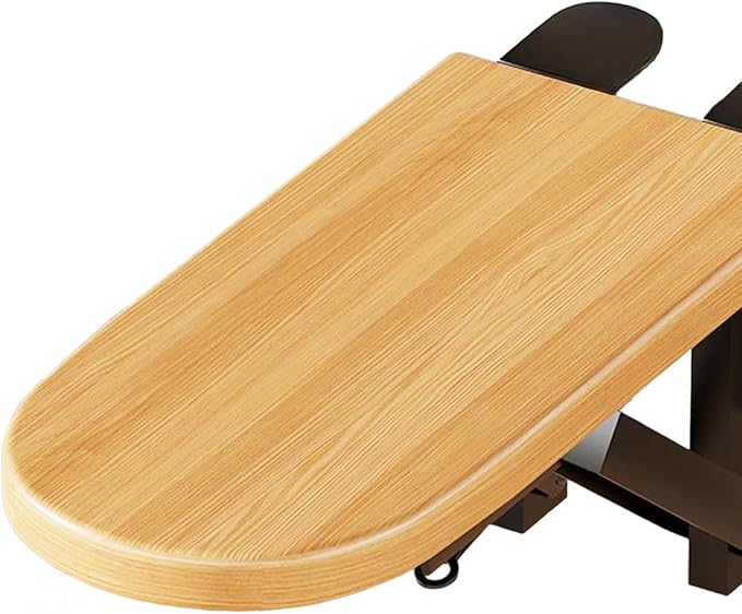 Desk Extension Tray Side Table Workstation Organizer Multifunctional Foldable Space Saving Table Arm Rest Clamp on Desk Shelf 12.4x5.7 inch- Wood 2 Clamp