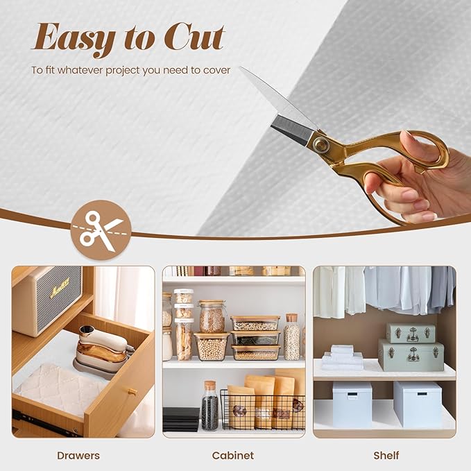 Drawer Shelf Liner for Kitchen Cabinets, Non Adhesive Slip Resistant Shelf Paper Easy to Clean, Strong Grip Thickened Waterproof Washable Mats for Pantry Shelves Cupboard Dresser(White, 12 in x 20 FT)