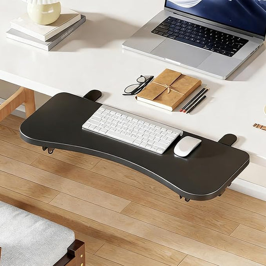 Black,60 * 24,Ergonomics Desk Extender Tray, Desktop Extender, 30"x9.4" Clamp on Table Mount Arm Wrist Rest Shelf, Small Table Edge Extender Tray, 90° Foldable Computer Arm Rest for Desk