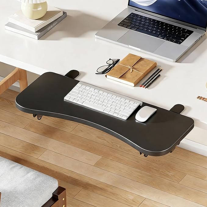Black,68 * 24,Ergonomics Desk Extender Tray, Desktop Extender, 30"x9.4" Clamp on Table Mount Arm Wrist Rest Shelf, Small Table Edge Extender Tray, 90° Foldable Computer Arm Rest for Desk