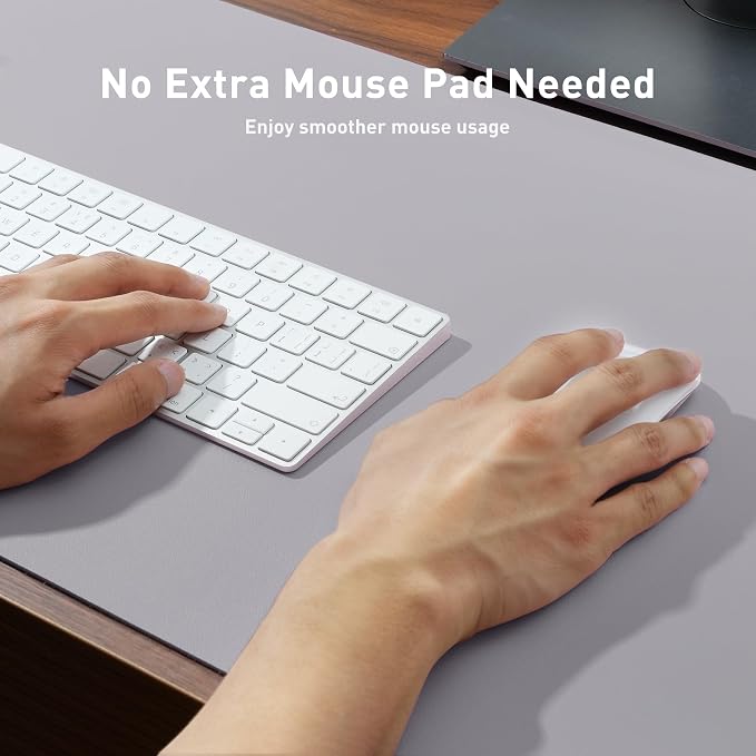Aothia Faux Leather Desk Mat – Large Mouse Pad, Non-Slip PU Leather Blotter, Waterproof Writing Surface for Office and Home (Smoky Lavender, 47.2" x 23.6")