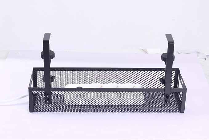 4-in-1 Clamp-On Cable Managment Tray-No Drill Wire Organizer for Desk, Side, Front, or Shelf Mount-Heavy Duty Metal Mesh by Prince Supply Co.