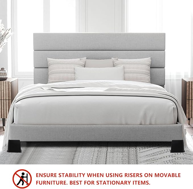 6 Pack Bed Risers 3 inch Heavy Duty, Oversized Furniture Risers, Black Bed Lifts Risers for Table, Sofa, Chair, Couch, Desk, Bed Frame Risers Supports Up to 6,500 Lbs