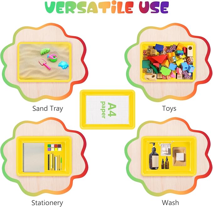 ShineMe Plastic Paper Trays for Classroom, 6 Pack Colorful Classroom Turn in Bins, Thick and Sturdy A4 Letter Size Flat Storage Trays for Classroom Organization and Storage