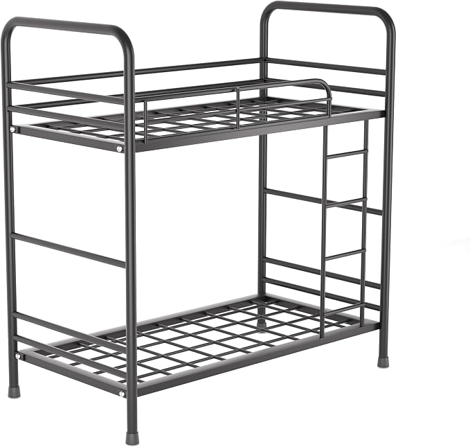 Desktop Shelf Organizer, 2 Tier k Organizer Storage Rack and Frees Up The Space of The Desk, Small Metal Bookshelf with Bunk Bed Design for Dormitory, Home, Office