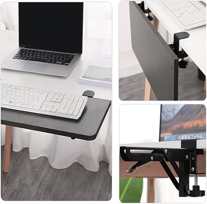 Table for Plate Folding Computer Extension Desk Iron Holder Support Spacer Foldable Bracket Extender Keyboard Rack Folding Shelf Brackets with 3 Inch Desk Clamp, Countertop Extension Fold Down