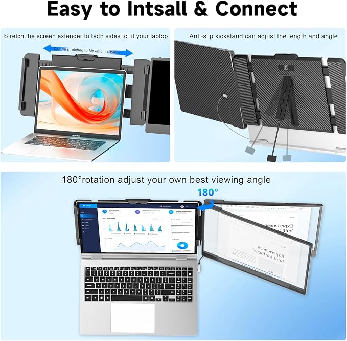 KEFEYA Laptop Screen Extender, 14" Portable Monitor for Laptops 13-17", 1080P FHD IPS Monitor Extender for Laptop with USB-C/HDMI Port, Plug n Play for Windows/Chrome/Mac/Switch/PS5
