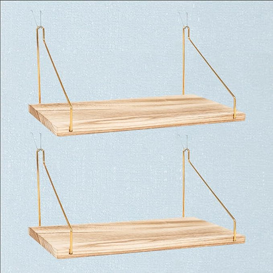 2-Pack Cubicle Shelf For Fabric Walls With Hooks：12x6.0in Wooden Cubicle Shelf Hanging Gold Bracket Use For Office Cubicle Accessories Office Stylish Ations Cubicle Decorations For Women Desk