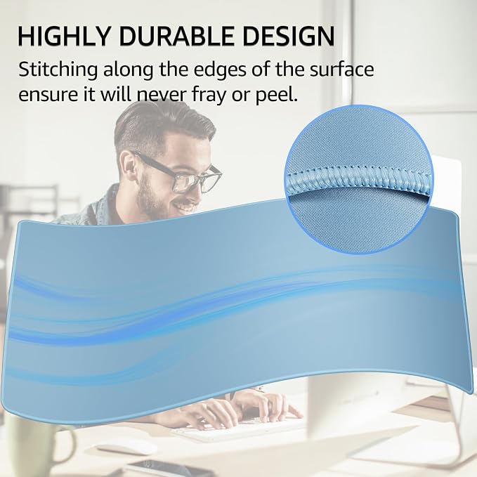 KTRIO Large Gaming Mouse Pad, Desk Mat, 31.5 x 15.7 in, Ice Blue, XXL | Smooth Micro-Weave Surface, Artistic Pattern Design, Non-Slip Rubber Base, Durable Stitched Edges, Office & Home Use