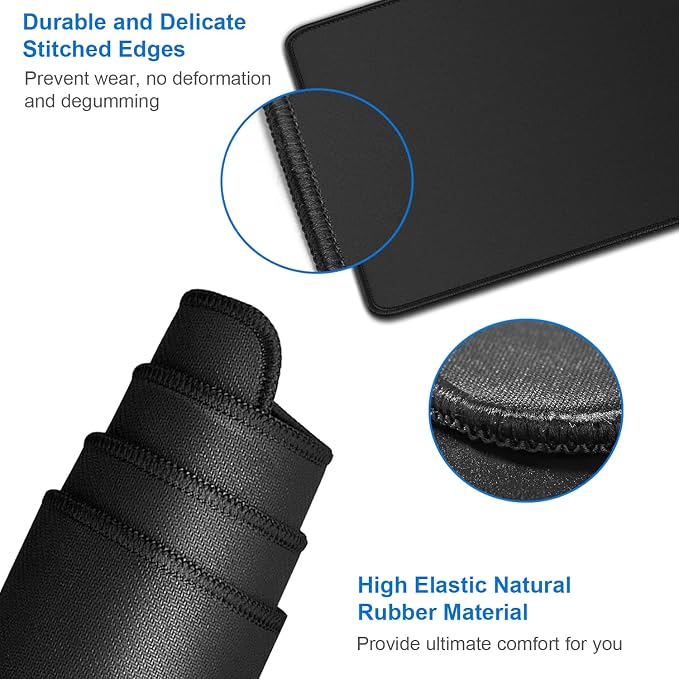Large Extended Long Mousepad, 47.2x23.6 inch Large Gaming Non-Slip Mouse pad, Water Resist Computer Keyboard Mat Rubber Base Long Desk Pad for Work & Gaming, Office & Home, Black