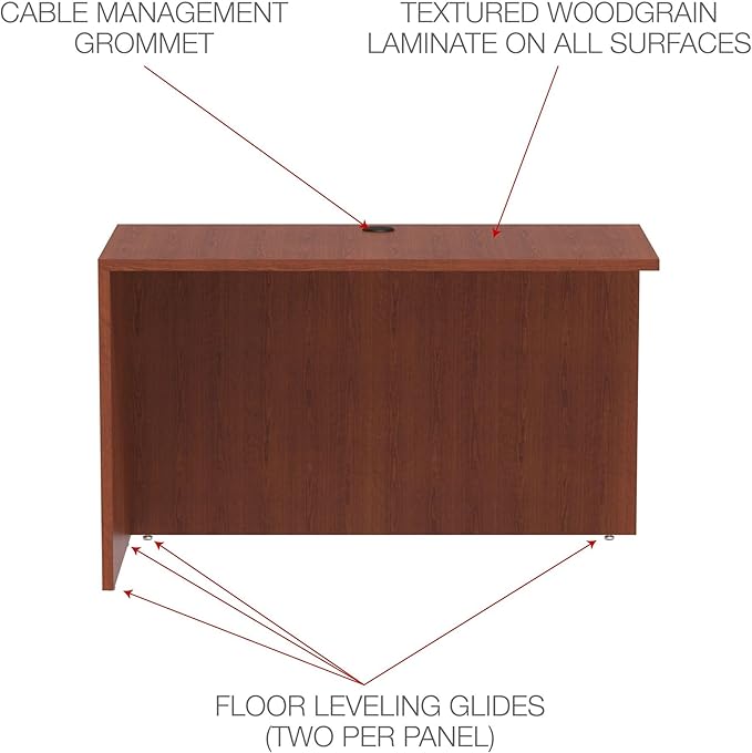 Alera ALEVA354824MC Valencia Series 47-1/4 in. x 23-5/8 in. x 29-1/2 in. Reversible Return/Bridge Shell - Cherry