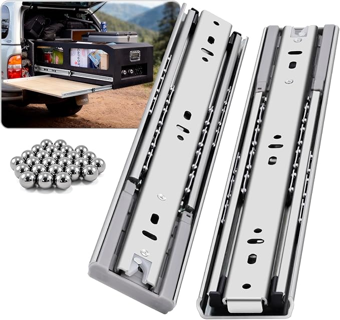 YENUO Soft Close Heavy Duty Drawer Slides Full Extension Side Mount 12 14 16 18 20 22 24 26 28 30 32 Inch Metal Rails Track Guide Glides Runners 150 lbs 1 Pair (Soft Close, 20 inch)