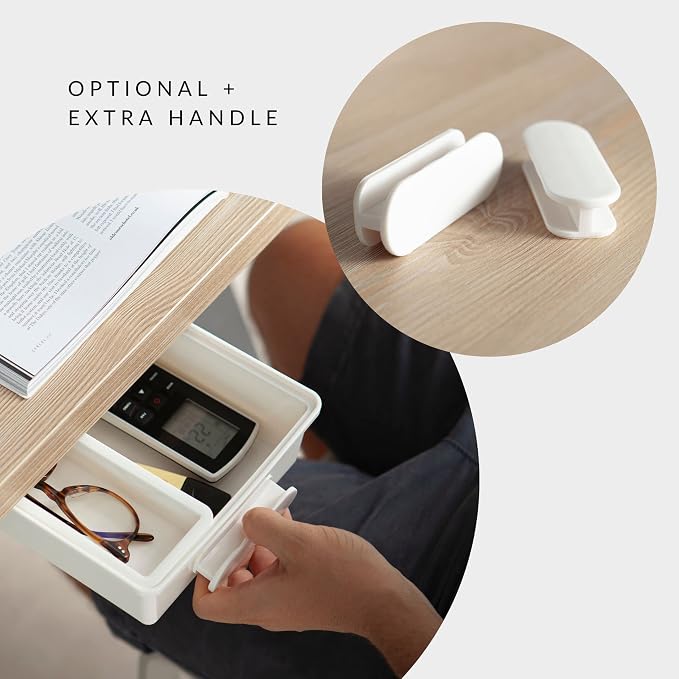 GAROOD Under Desk Drawer, Slide out Hidden Desk Drawers Organizer, Self-adhesive drawer for office/classroom/home 13.3'' x 10.02'' x 2.8’’ (White)