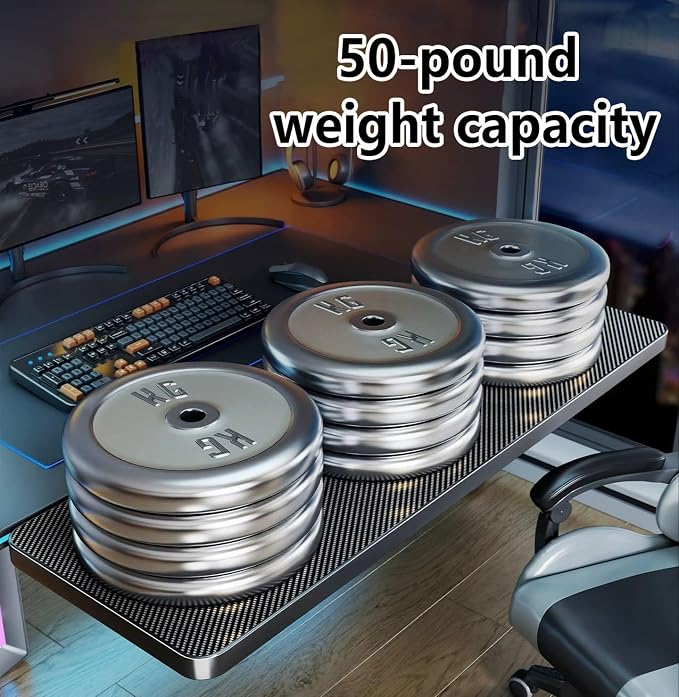 Foldable Desktop Extension Shelf,Wide-Base Support Frame for Expanding Table-Edge Storage,Sturdy and Heavy-Duty,Easy Installation Without Drilling(8.5x25cm/3.3x9.8in)