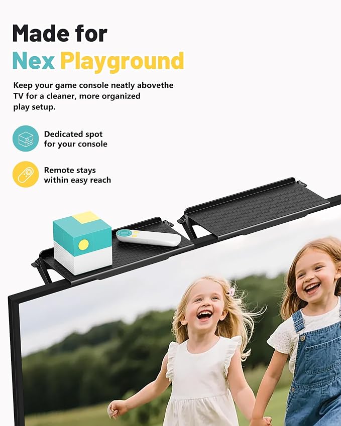TV Top Shelf, 2 Pack Monitor Top Shelf No Drilling TV Shelf for Cable Box, Router, Streaming Device, Game Console, Remote, TV Accessories for Apple tv Mount,Keep Organized and Secure