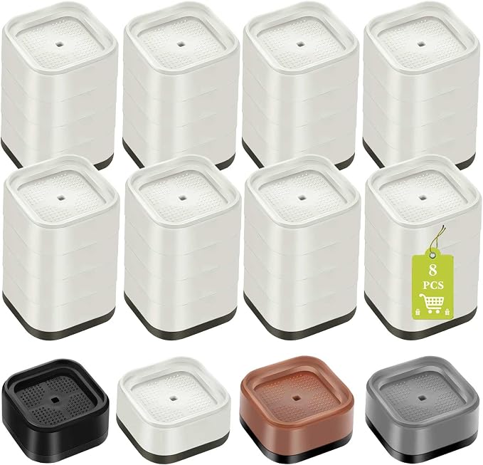 8 Pack Furniture Risers 4 Inch, Adjustable Bed Risers Heavy Duty for Table Desk Couch Chair Sofa Cabinet Bed Legs Dorm, Square Stackable Bed Raisers Blocks Lift Height 1", 2",3"or 4", White