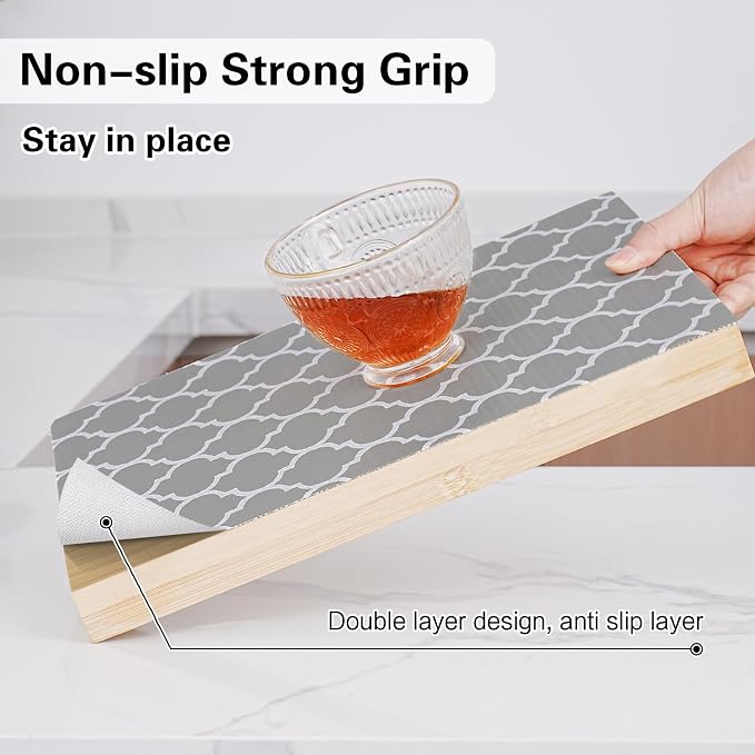 Drawer and Shelf Liner for Kitchen Cabinet,Non-Adhesive Cabinet Liner 12in x 30FT,Waterproof Shelf Paper Non-Slip Mats Cupboard Liners Contact Protect Dresser/Shelves/Table-Grey Lantern