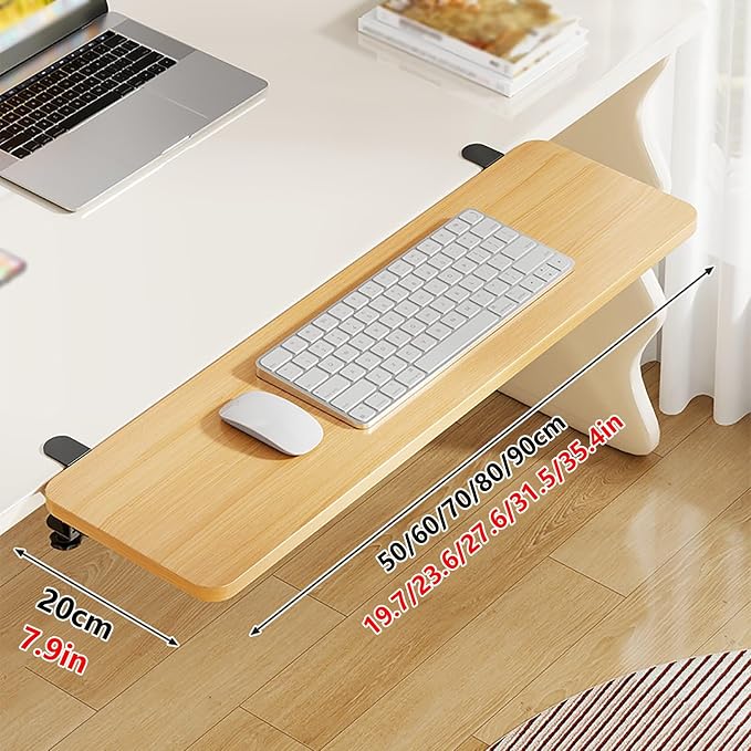 Desk-side Extension Arm with Support Tray,Drill-free Clamp-on Desk Extension Tray,Ergonomic Armrest with 90° Folding Design,Suitable for Dorms and Office Desks.(White,50x20cm/19.7x7.9in)