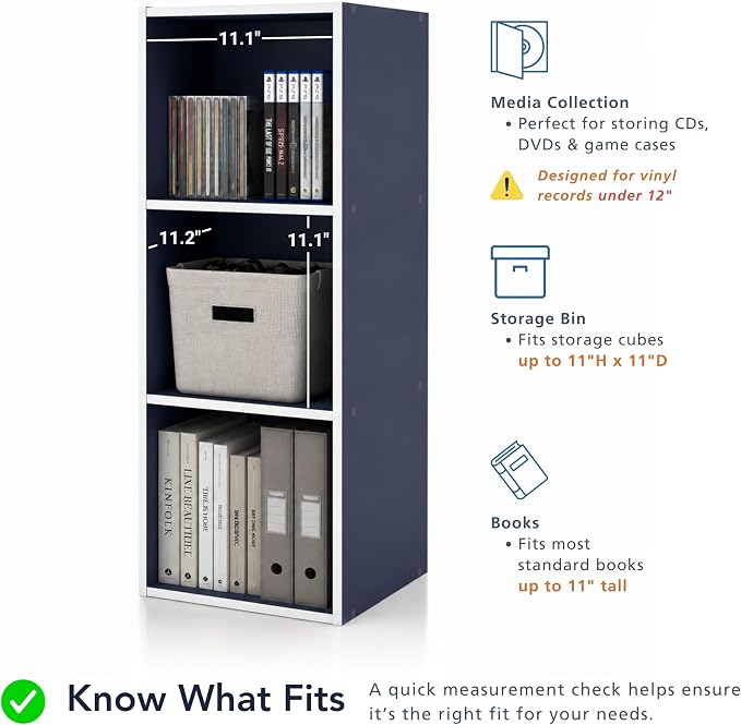 Homes: Inside + Out Apexa 2-Cube Storage Organizer Shelves, Stackable Wood Bookcase Fits Cubby Bins for Organization, Dorm Teen Room Decor & Home Office, Light Pink