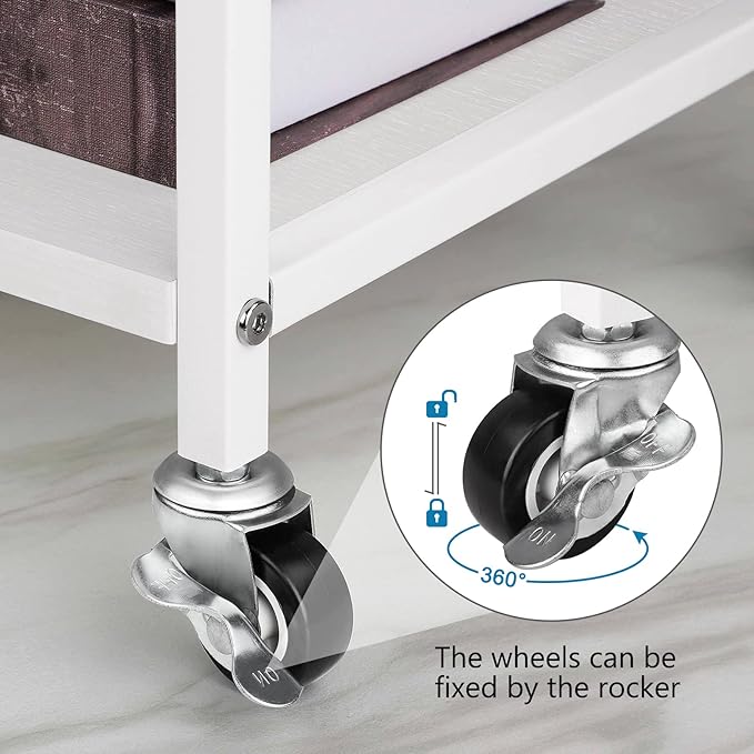 BTY Under Desk Printer Stand 2 Tier White Printer Stand with Storage Shelf Small Printer Table with Rolling Wheels for Office Home Scanner Printer (White)