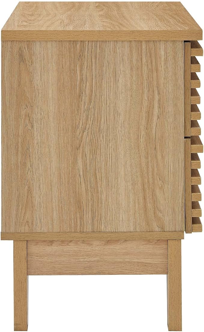 Modway Render Mid-Century Modern, Two-Drawer Nightstand, Oak