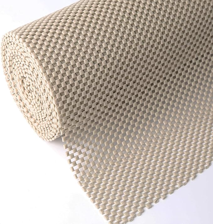 Shelf Drawer Liner Non-Adhesive Non Slip Durable Strong Long Size 12 in X 20ft for Drawers, Shelves, Cabinets, Storage, Kitchen and Desks, Beige