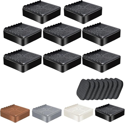 shouwuhho Furniture Risers, 8 Pack Bed Risers with Non-Slip Grip and Heavy Duty Support, 1 Inch 2 Inch 3 Inch 4 Inch Height Lift for Couch, Sofa, Table, Desk, Chair, Refrigerator - Black, 1 Inch