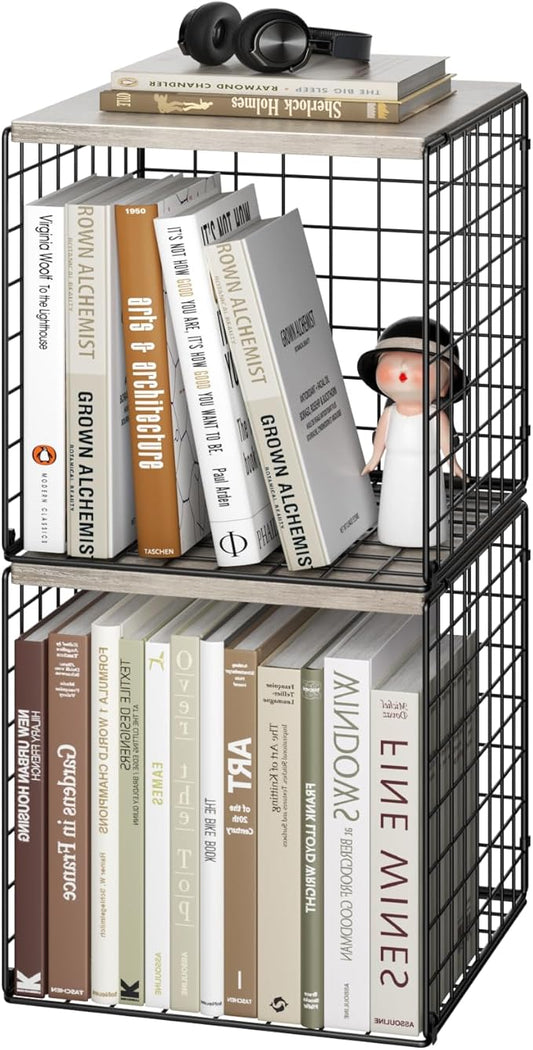 Dmevkic 2 Cube Small Bookcase,Bookshelf for Small Spaces Book Shelf,12.2 x 12.2 x 12.2, DIY Variable Stackable Cube Storage for Living Room,Office,Bedroom