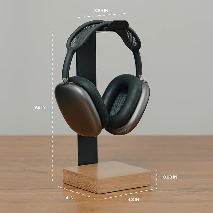 COREMINDED Universal Headphone Stand for Desk, Solid Wood Gaming Headset Stand, Heavy Duty Wooden Headphones Holder, Compatible with Airpods Max and More