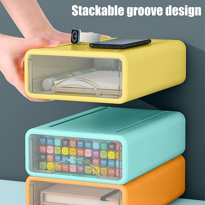 Desk Organizer with Drawers, Stackable Storage Drawers with Compartments Desktop Organization for Office Supplies, Makeup, Pencils, Tape, Erasers, Paperclips, Chargers (5pack)