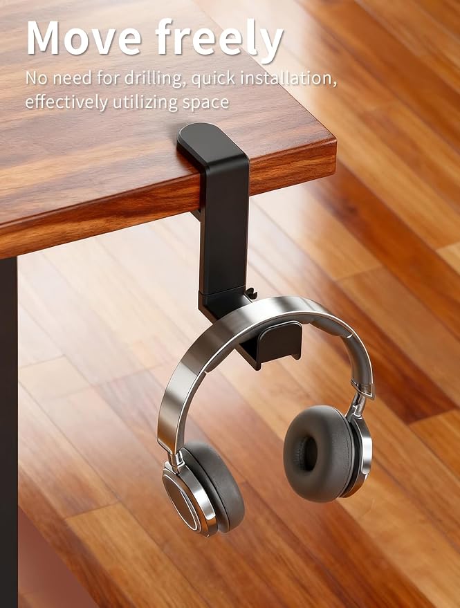 Headphone Hook，Headphone Stand，PC Gaming Headset Holder for Desk，Desk Headphone Hanger，Desk Hook with 360-Degree Adjustable Rotation