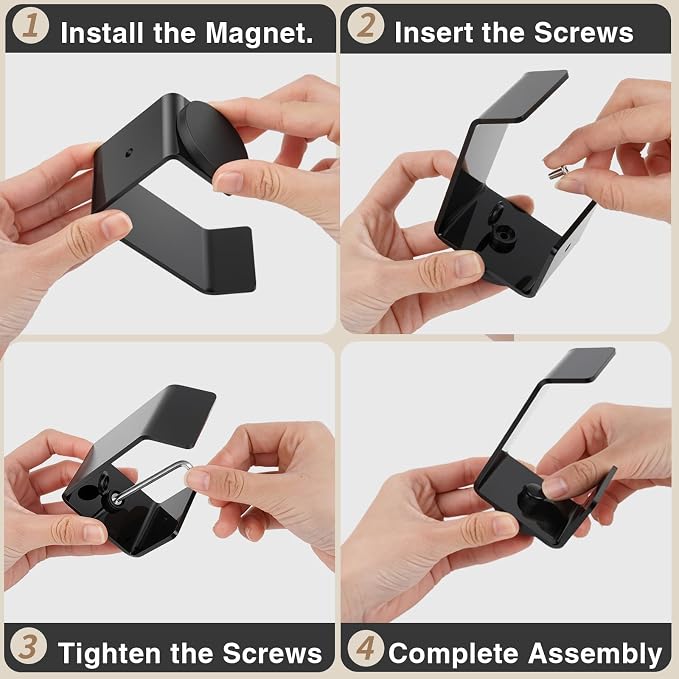 Haikole Magnetic Headphone Holder,2 Pack Acrylic Headset Hook, No Drilling Desk Mount for Gaming/Studio Headsets, Fits Sony/Bose,Quick Install Scratches-Free Rubber Base(2, Black)