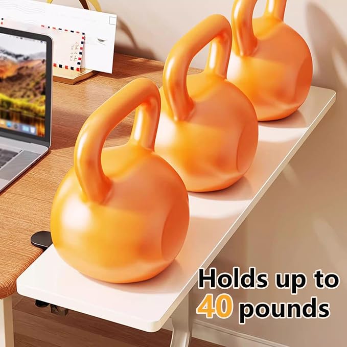 Adjustable Desk Extension, Rounded-edge Desk Extension Tray, 40-pound Weight Capacity, Expands Workspace while Saving Space(White,40cm/7.9in)