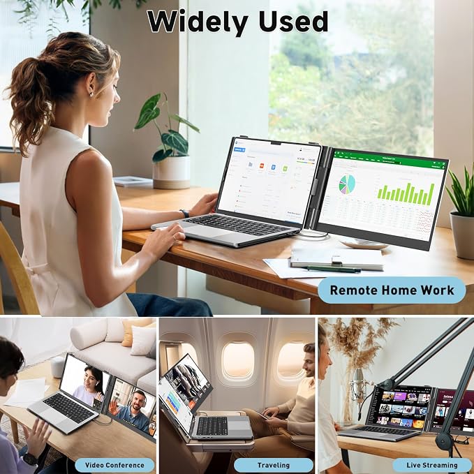 KEFEYA Laptop Screen Extender, 14" FHD 1080P Portable Monitor for Laptops, 0.19" Ultra-Thin Laptop Monitor Extender for 13-17" with USB-C/HDMI Port, Plug n Play for Windows/Mac/Android/Switch/PS5