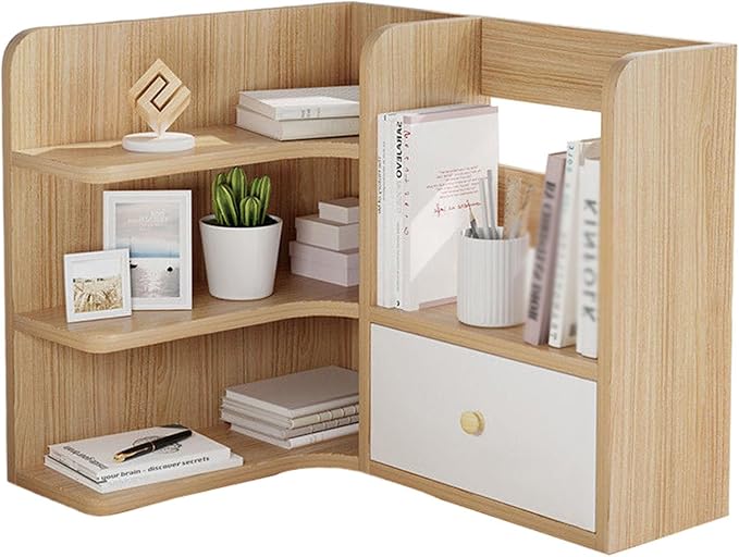 Stylish Corner Desk Nizers*Multi-Function Shelves Wooden Bookshelf for Office Bedroom Kitchen Living Room-Space-Saving Storage Solution..A-brown-70CM