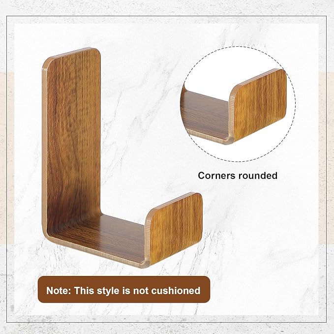 Weewooday 4 Pieces Headphone Hanger Headset Stand Holder Adhesive Wall Mount Headphone Hook for Desk Acrylic Gaming Earphones Hanger with Glues for Earphone Controller(Wood Grain Color)
