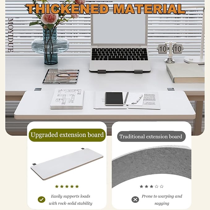 Folding Table Extension Board, 15mm Thickened Material, Side Tables Living Room for Office, Home Learning, Gaming, Instant Space Expansion for Keyboard, Printer, Notebooks