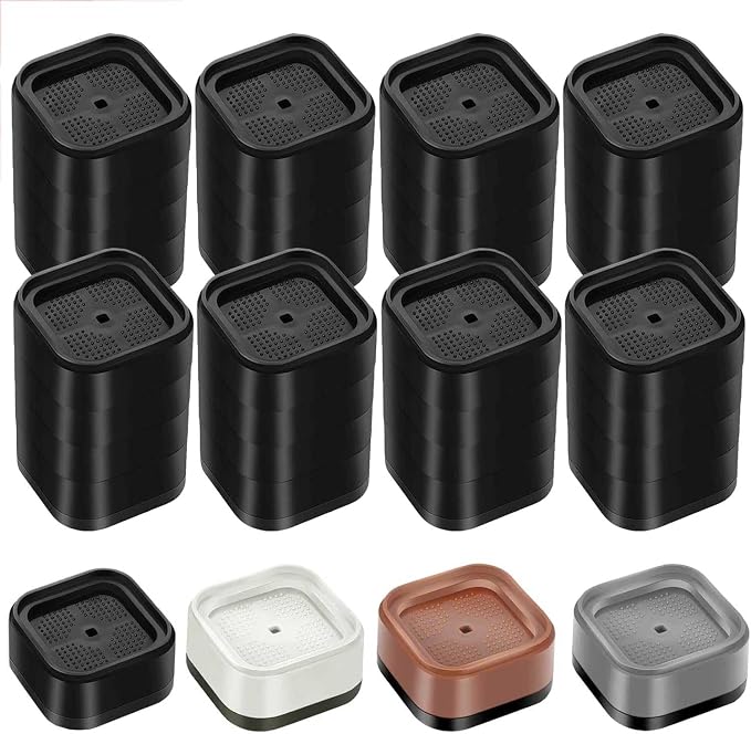 8 Pack Furniture Risers 4 Inch, Adjustable Bed Risers Heavy Duty for Table Desk Couch Chair Sofa Cabinet Bed Legs Dorm, Square Stackable Bed Raisers Blocks Lift Height 1", 2",3"or 4", Black