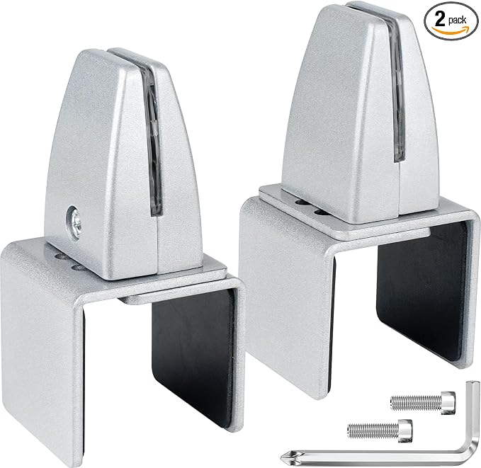 2 Packs Sneeze Guard Support, Aluminum Vertical Partition Board Clamp, Acrylic Desk Divider Support Clamp, Desk Shield Privacy Panel Clamps for Clear Shield for Countertop Reception