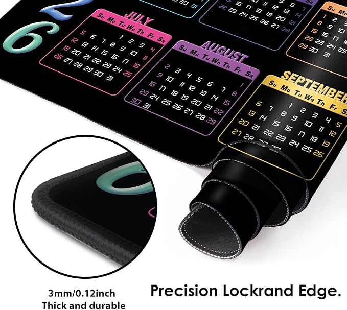 Galdas Gaming Mouse Pad XXL XL Large Long Extended Big Mousepad Non-Slip Rubber Keyboard Mouse Pad with Stitched Edges for Laptop Home Office (2026 Calendar, 31.5 * 11.8)