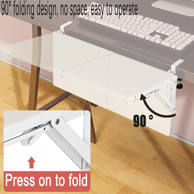 Desk Extender Side Table,Keyboard Tray,Desk Extender,No Drilling Installation，Carbon Steel Baking Paint，Can be Used for Desk Extension，Keyboard Tray Under Desk clamp (Page Payment)