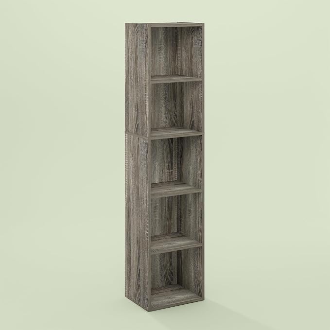 Hagen 5-Tier Open Shelf Bookcase, Bookshelf, for Living Room and Home Office, Olive Oak