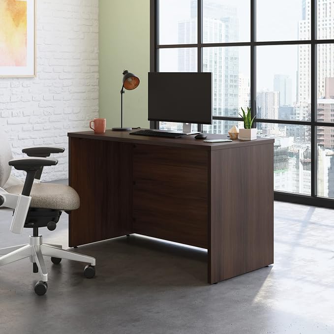 Sauder OfficeWorks Affirm 48x24 Desk Shell/cred/Return, Noble Elm Finish