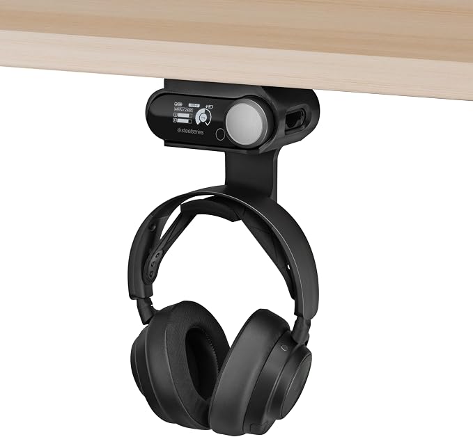 Under Desk Headphone Hanger Stand for Steelseries Arctis Nova Pro, Elite and Pro Omni Wireless Headsets with Dock for the Wireless Base Station by Brainwavz (HPS02)