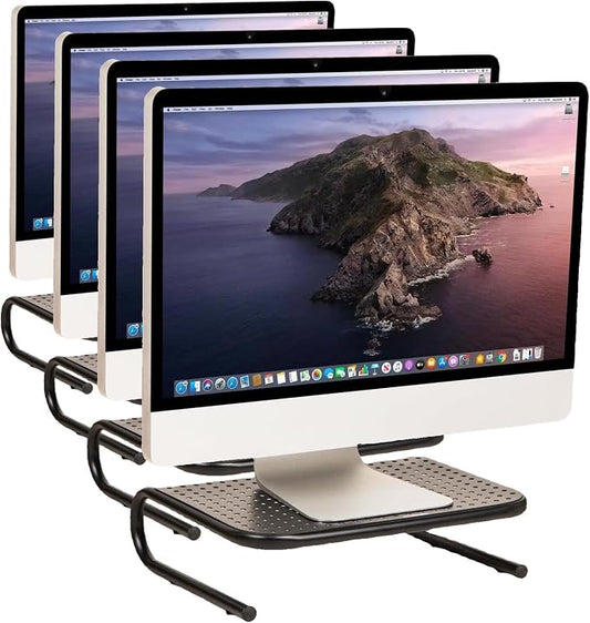 Mind Reader Monitor Stand, Ventilated Laptop Riser, Desktop Organizer, Metal, 14.5" L x 11.25" W x 4.25" H, Black (Pack of 8)