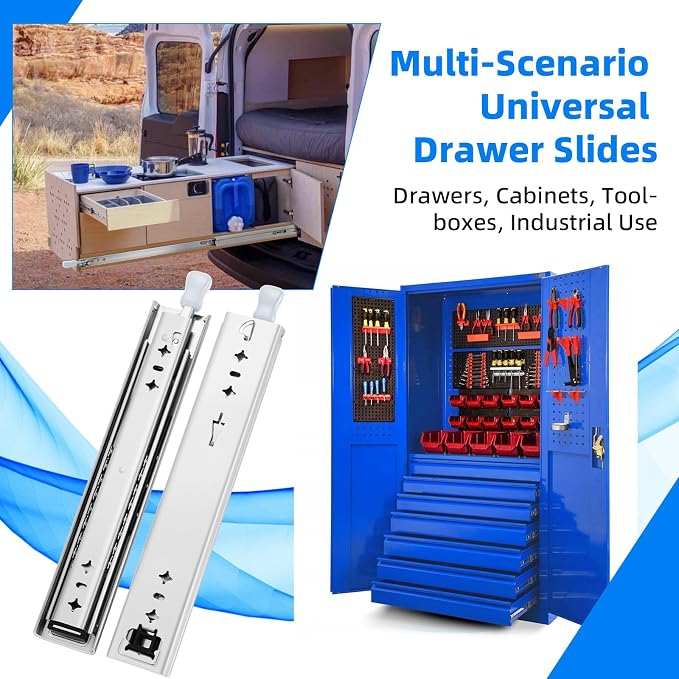 YENUO 304 Stainless Steel with Lock Heavy Duty Drawer Slides Runners Full Extension Locking 12 14 1618 20 22 24 26 28 30 32 34 36 38 40 Inch Ball Bearing Rails Track Guide Glides 250Lb 1 Pair