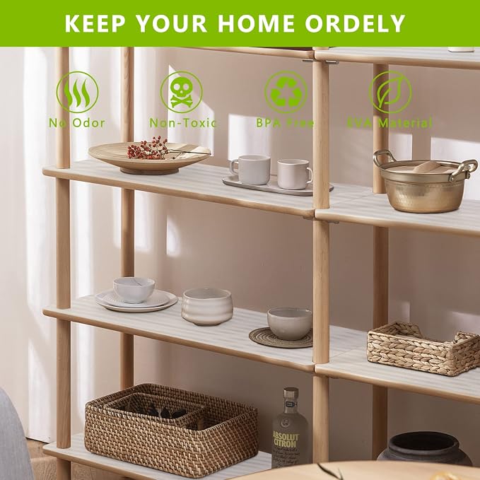 Shelf Liner Non Adhesive Refrigerator Mats Washable, No Odor Plastic Pantry Liners, Wire Shelf Paper & Drawer Liner for Cupboard,Kitchen Cabinets, Bathroom Shelves, Shoe Rack