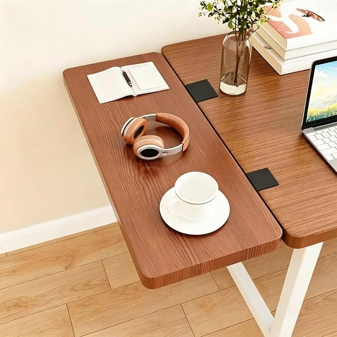 Ergonomic Desktop Extension Tray, 90°Foldable Desktop Side Extension Panel, Suitable for Widening Desktops in Home and Office Walnut A 60 * 25cm/23.6 * 9.8"