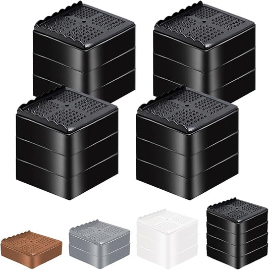 Furniture Risers Heavy Duty Adjustable Bed Risers Blocks Lift 4, 3, 2 inches for Couch, Sofa, Table, Desk, Chair Legs, Refrigerator, Washing Machine Support up to 4000 pounds (Black 4 Pack, 3 inch)
